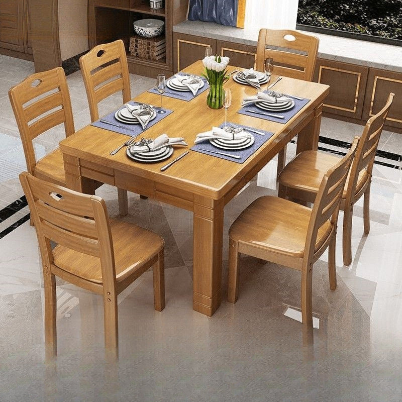 Quwang solid wood dining table and chair combination rectangular casual western dining table small apartment dining table chinoiseriefor home dining table