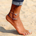 hot-selling foot jewelry 26 english letters alloy 8-figure infinite love heart anklet double-layer jewelry wholesale