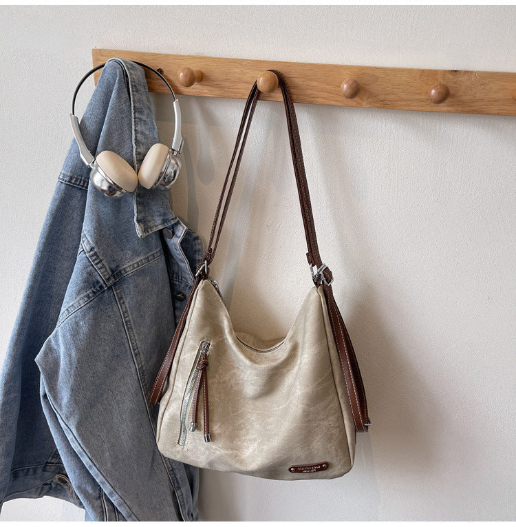 retro large capacity bag women's 2025 autumn/winter new casual shoulder bag crossbody bag fashionable versatile backpack