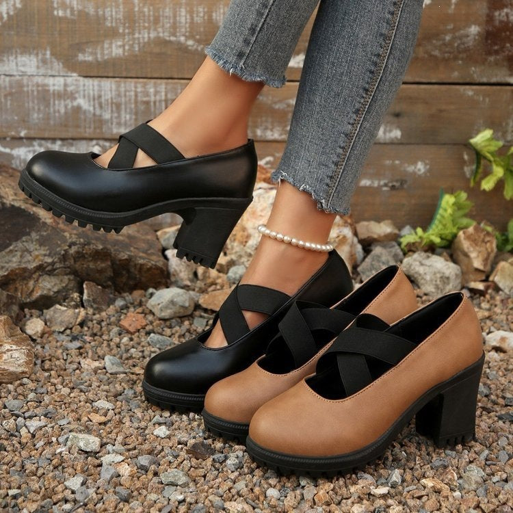 Wholesale women's plus size loafers: new spring/autumn  collection - casual slip-ons with chunky heels and high heels