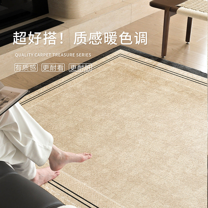French retro style rug - vintage waterproof plush carpet for living room, bedroom, bedside, soundproof floor mat, coffee table area, full coverage