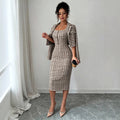 Exportfashionaccessible luxurywork clothing bouclé suitlong sleeves lapelshortoutwearmatching silm suspenders slimming look