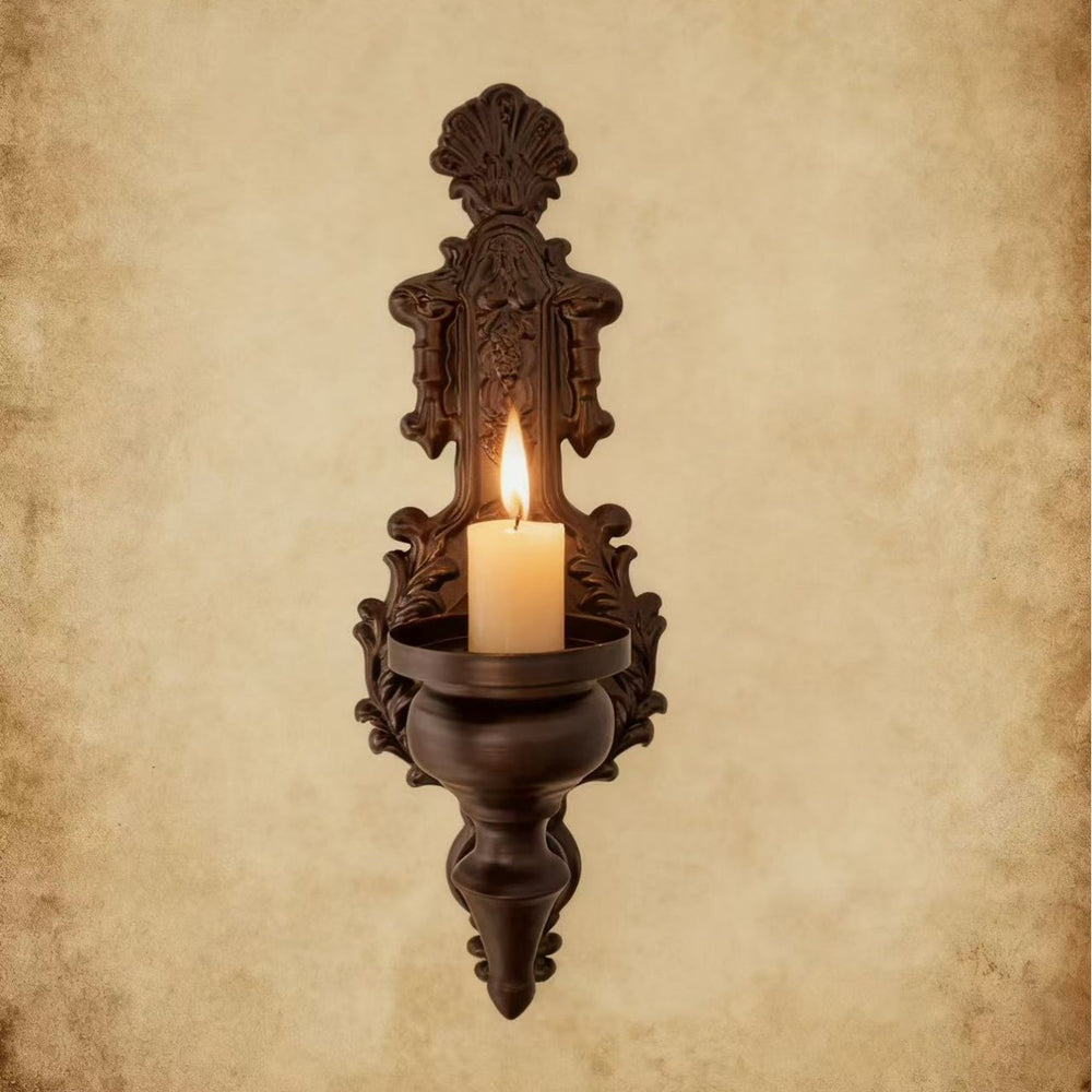 European style creative retro wall-mounted candle holder, nordic iron art candle cup, home hotel wall decoration candlestick, fashionable