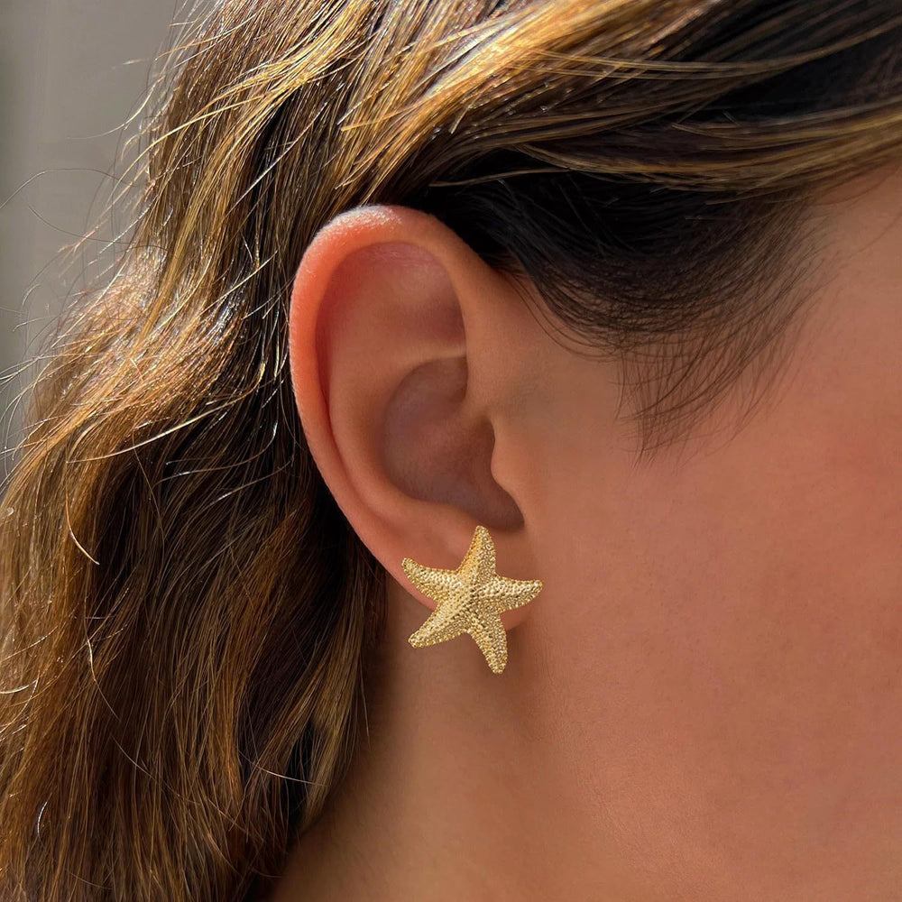 Amazon cross-border new starfish creative personalized stud earrings, ocean-themed earrings, simple versatile elegant jewelry for women