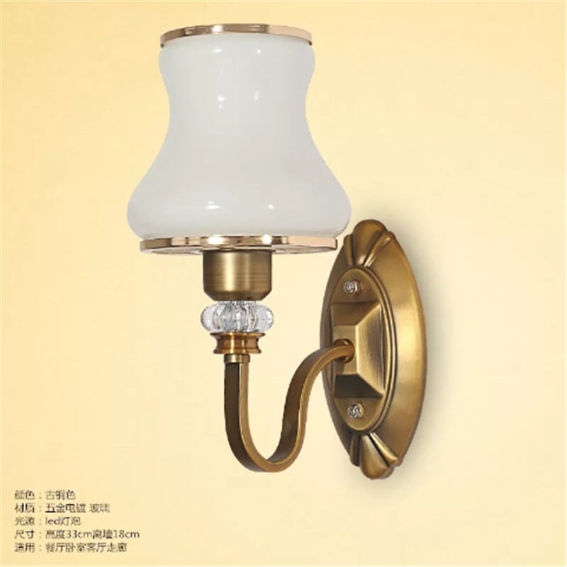 Single head bronze wall room american wall lamp bedroom modern retro european light luxury bedside lamp living room background wall