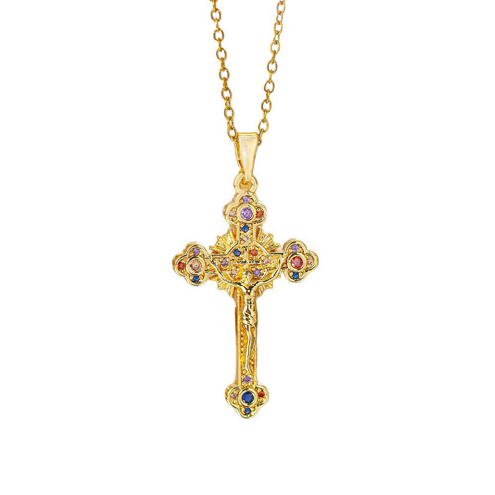 popular copper micro-embedded accessible luxury cross necklace for women fashioneasiest for matchelegant non-fading clavicle chain jewelry