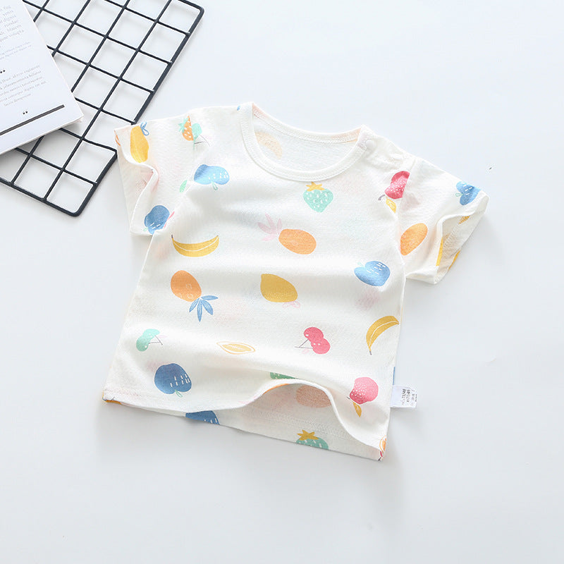 Baby short-sleeve t-shirt, summer infant top, 100% cotton, 0-4 years old, toddler summer outfit, boys' and girls' short-sleeve undershirt, trendy style