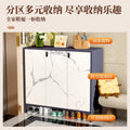 Steel shoe cabinet for home, shoe rack for entryway, hallway organizer with door and lock, minimalist large capacity faux stone shoe cabinet