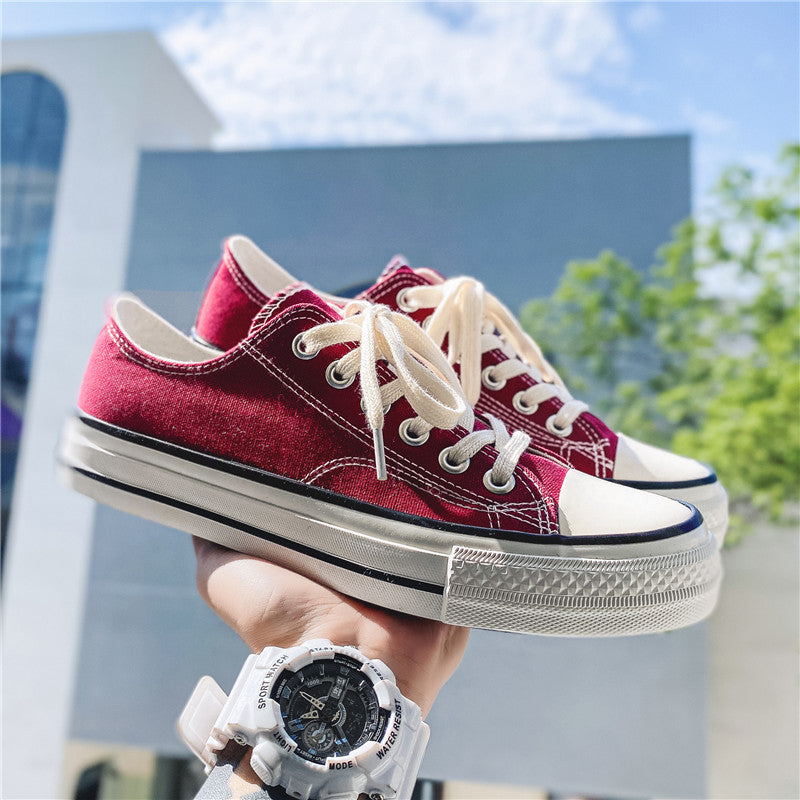 Classic 1970s low-top canvas shoes - unisex retro oiled veneer shoes - korean style student canvas sneakers for men and women