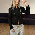 new european and american cross-border fashion: french retro chic, versatile, waist-defining, slim-fit, stand collar, long sleeve jacket top