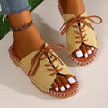 Ready-to-ship european and american plus-size women's slippers, 2025 summer collection: lace-up peep-toe slides, outdoor wear, flat, casual, crossover straps