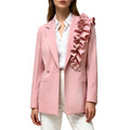 European and american style 3d ruffle blazer - slim fit, figure-flattering, chic workwear design, designer blazer top