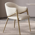 Designer lambswool dining chair - modern luxury cream style for home, hotel, sales office, villa, cafe, and restaurant - casual seating