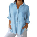 european and american  spring new arrival cotton linen button pocket shirt jacket loungewear casual women's top
