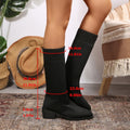 Exportplus sizefashion slim boots women's mid heel short boots knittingspring & fallsingle boots pointed thick heel women's flats