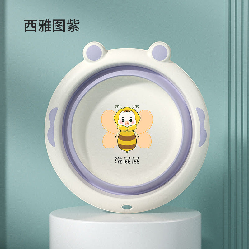 Foldable washbasin - kids & baby face basin - collapsible wall-mounted washbasin - cartoon design for face, butt, and foot washing