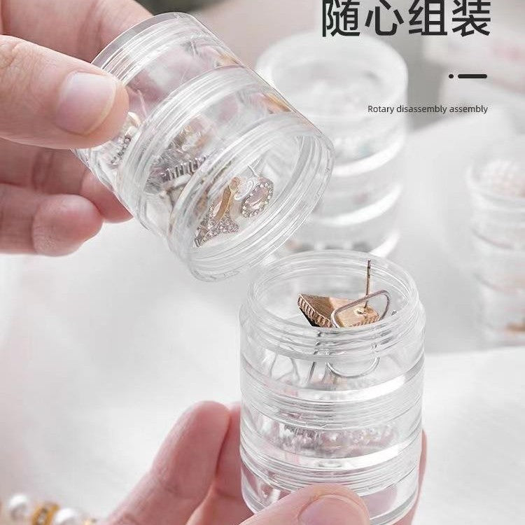 Delicate superimposed jewelry storage box, multi-layer ring, necklace, stud earrings, portable transparent jewelry box, nail box wholesale.
