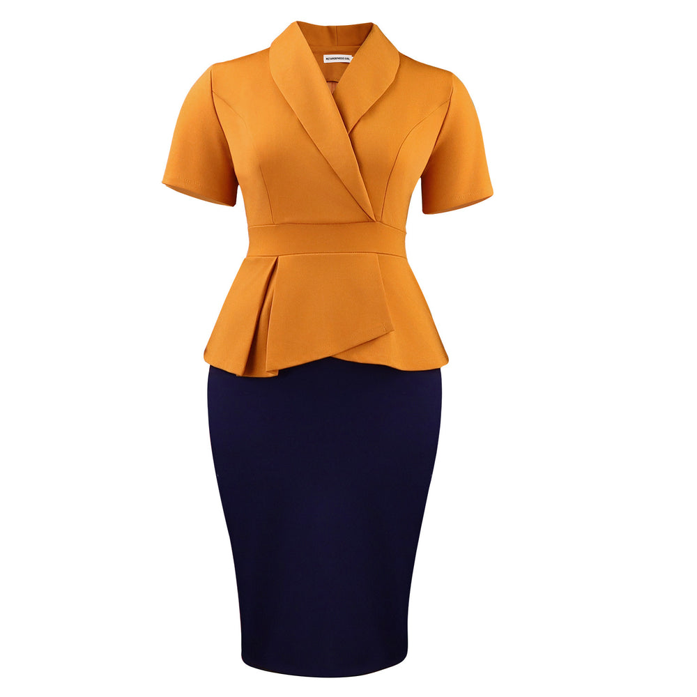 D3363 plus size women's clothing  new summer short sleeve ruffle trim elegant color block bodycon african dress