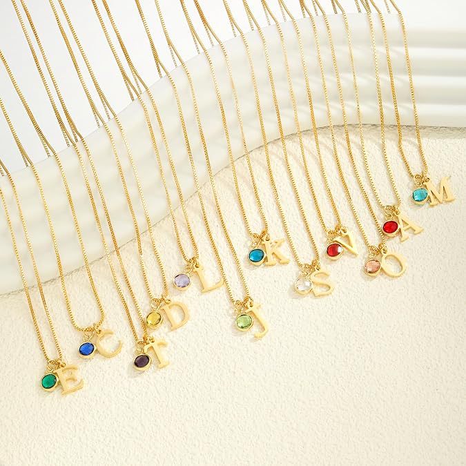 new arrival women's initial birthstone necklace fashion 14k gold-plated letter casualeasiest for match clavicle chain