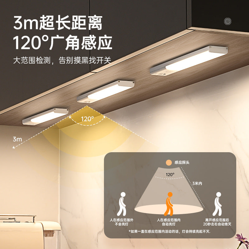 Smart automatic human body induction light - rechargeable magnetic led strip light for cabinets, wardrobes, wine cabinets, and shoe cabinets