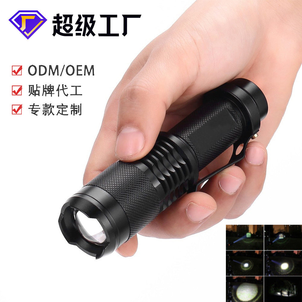 Cross-border hot-selling SK98 telescopic zoom strong light flashlight 18650 mini T6 flashlight