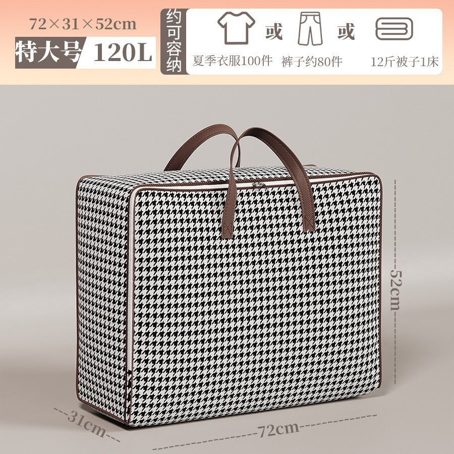 Portable reinforced thousand bird grid with transparent window storage bag, student dormitory sorting bag, duffel bag, moving bag