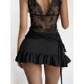 european and american women's clothing  summer new fashion hot girl low waist slimming pleated tie-up midi a-line skirt