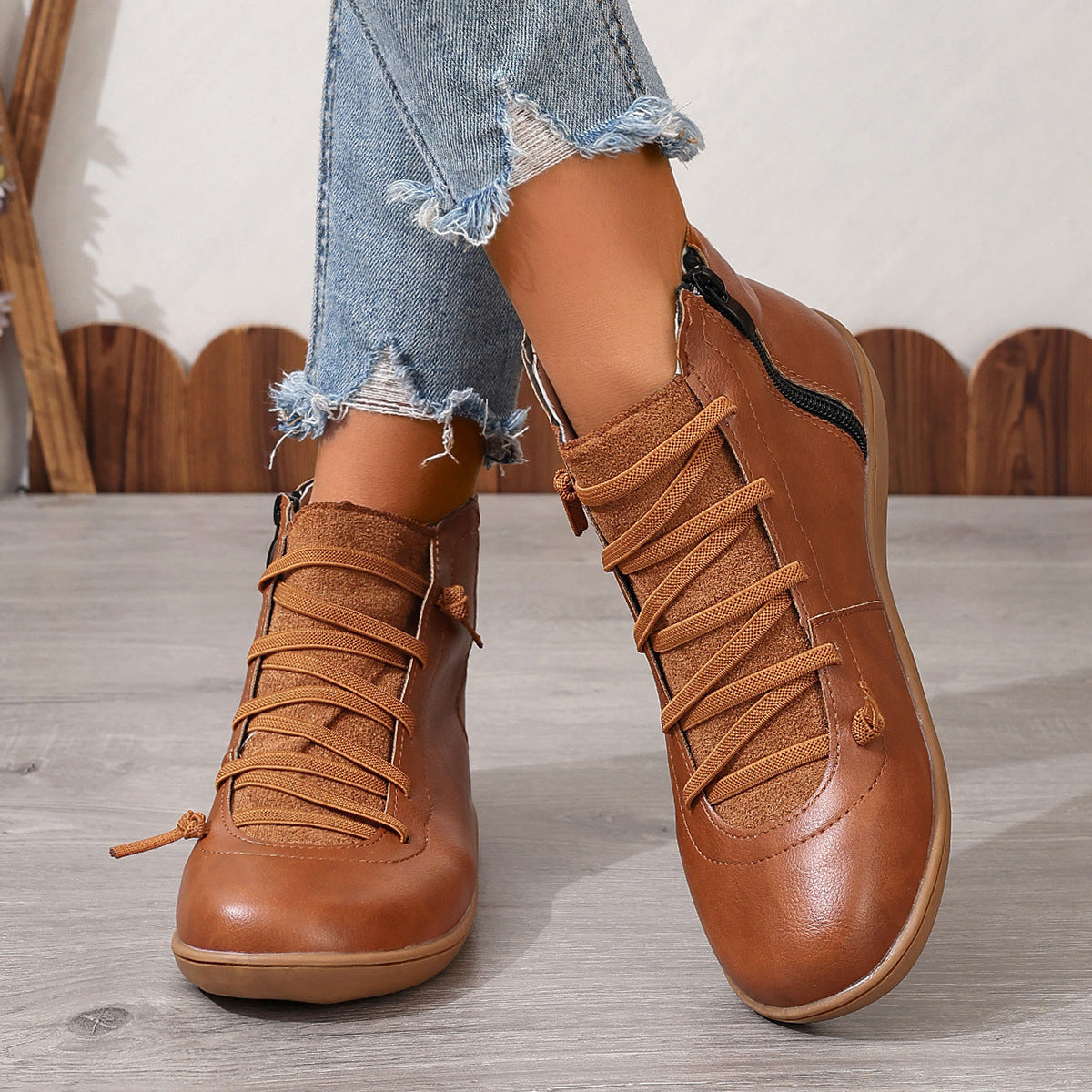 2024  wishes European and American  boots autumn and winter new women's boots large size British Martin boots casual short boots