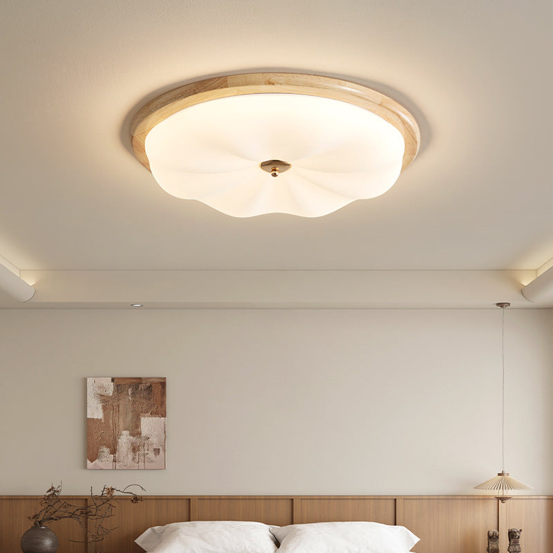 Bedroom light ceiling light cream antique walnut color simple retro solid wood eye protection master bedroom book room lighting