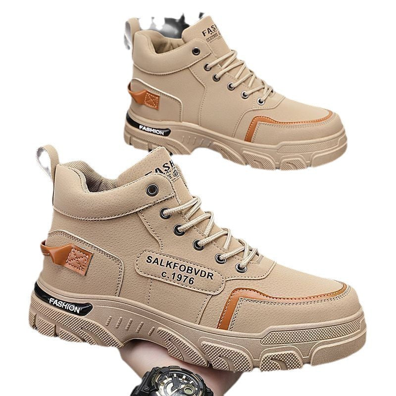 Men's 2025 new winter work boots: waterproof, slip-resistant, wear-resistant, athletic, casual, workwear, and trendy martin boots for construction sites