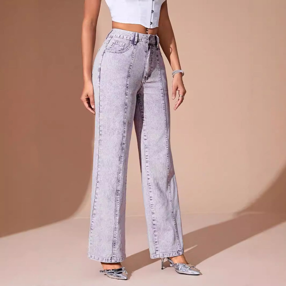 Pre-sale-65221# cross-border fashion foreign trade women's ins straight-leg loose jeans pants