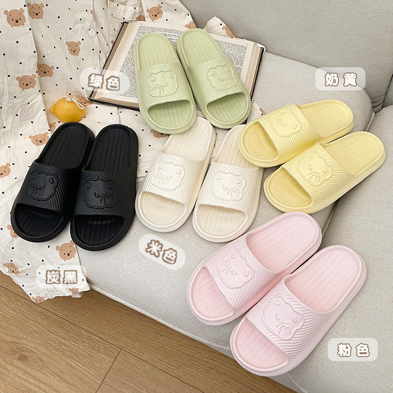 2024 new home slippers: cloud-like eva bear slides - trendy, unisex, minimalist flip-flops for indoor/outdoor use