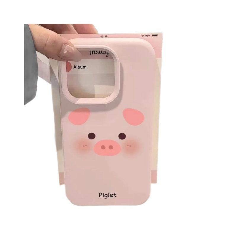 Blush pink piggy print case for apple 17 pro, korean style iphone 16/15 phone cover
