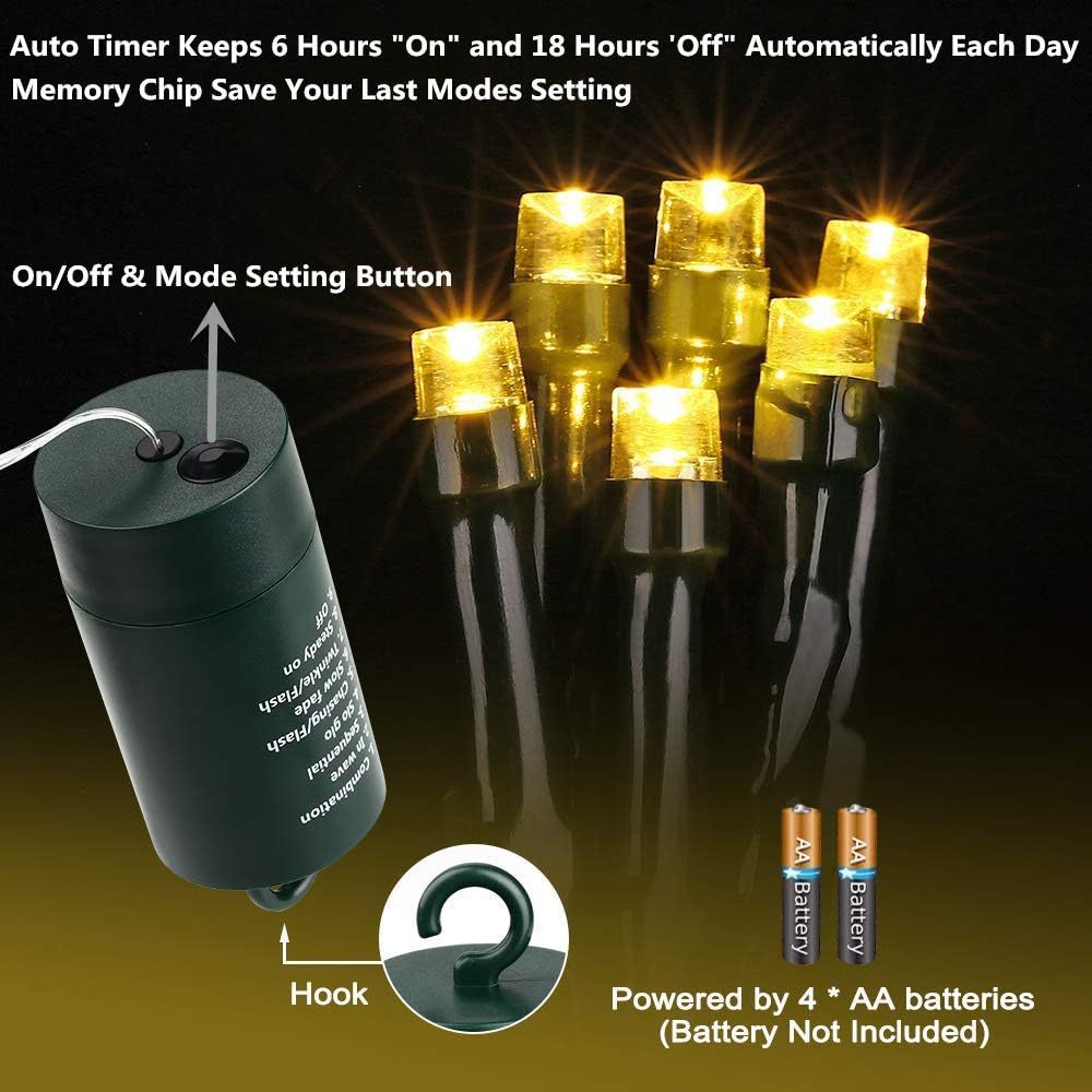 Dark green LED light string outdoor waterproof hook-type battery box 8 mode string light Christmas decorative light string wholesale