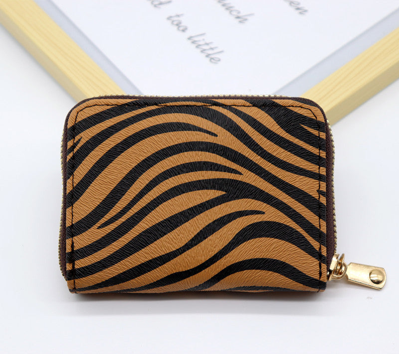 Personalized leopard print card bag, multi-functional change bag, organ-style small and exquisite large-capacity card holder, credit card holder.