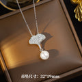 [titanium steel] cross-border ginkgo leaf zircon pendant real gold high-end necklace fashion niche style earrings jewelry set