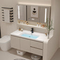 Ceramic all-in-one basin bathroom combination solid wood bathroom wash basin wash basin wash basin cream style
