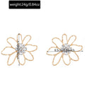 European and american retro irregular hollow flower diamond-studded earrings, statement design fashion gold volcanic lava line stud earrings