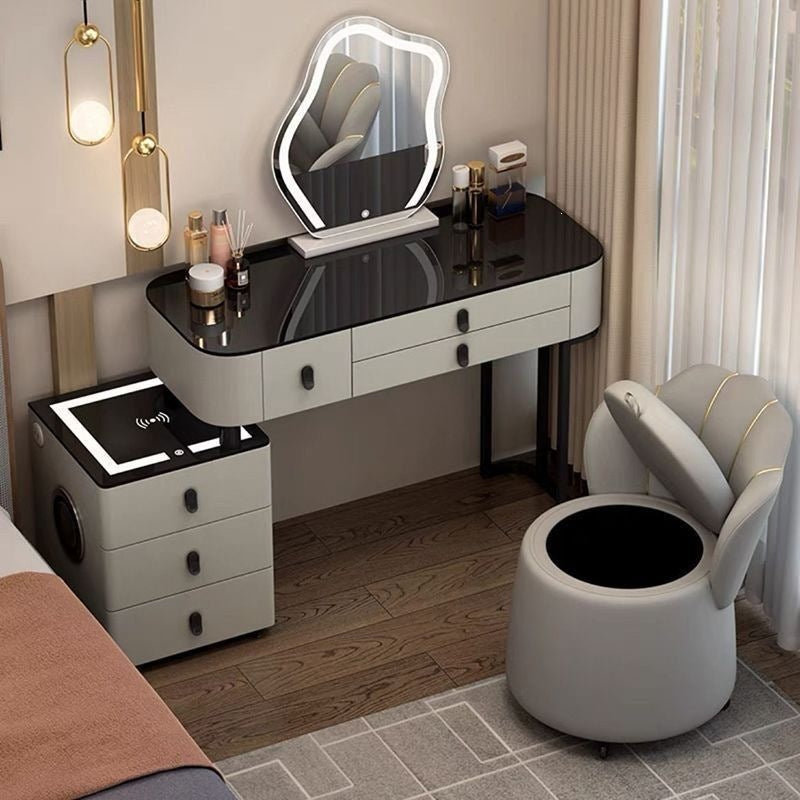 Vanity table bedroom solid wood smart home vanity table multi-functional makeup table accessible luxurycasualplaid vanity table
