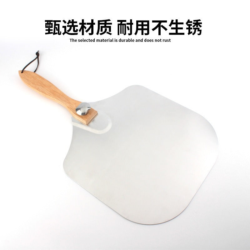 Cross-border aluminum wooden handle cooking shovel steak grilled shovel iron plate grilled shovel pizza shovel French tiramisu household