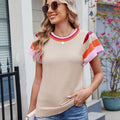 European and american cross-border e-commerce women's summer new arrivals:   pullover crew neck knitted top short sleeve sweater
