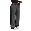 Fashionjeans women's distressed washed elastic waiststraight-legcasualjeansfashion style lazy wide leg pants