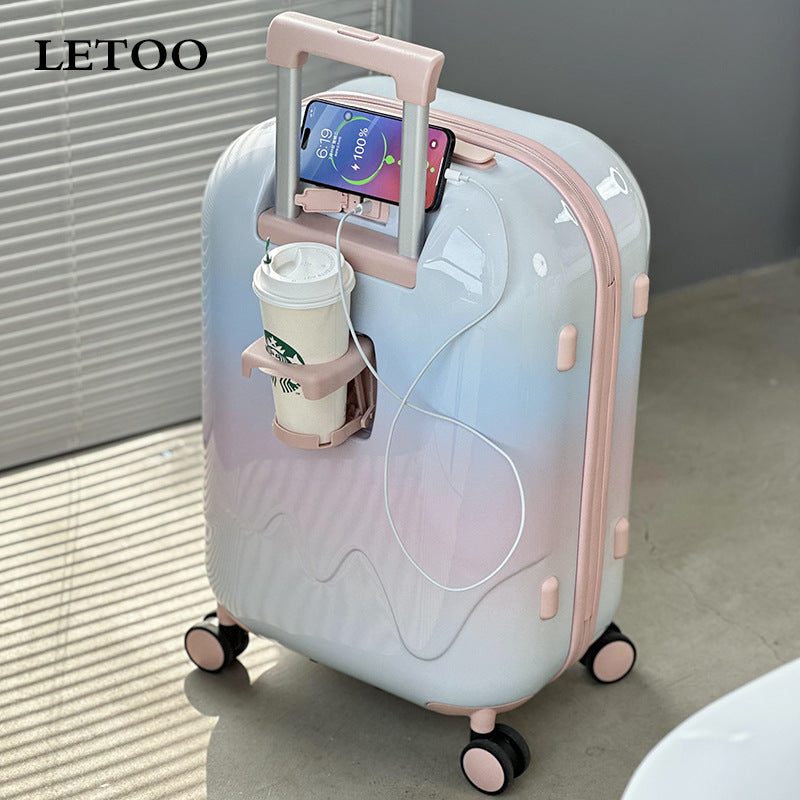 High-value suitcase 26 inches anti-drop 20 inches boarding ultra-light trolley case 24 password box gradual change color travel bag