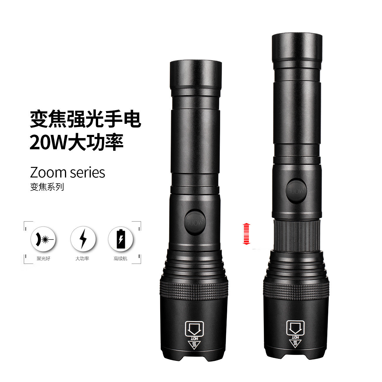 Cross-border new P50 strong light flashlight Type-C charging belt output multi-function zoom remote LED flashlight