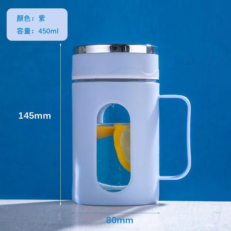 Business handle cup glass office for homecasual drinking water tea cup large capacity drainage floor push gift cup