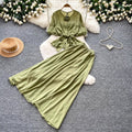 K-stylework clothing style lantern sleeve waist two-piece set female autumslimming lookhigh waist skirt red elegantsuit