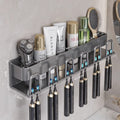 White toothbrush rack, punch-free bathroom toothbrush and mouthwash cup hanging rack, wall-mounted electric toothbrush rack cup