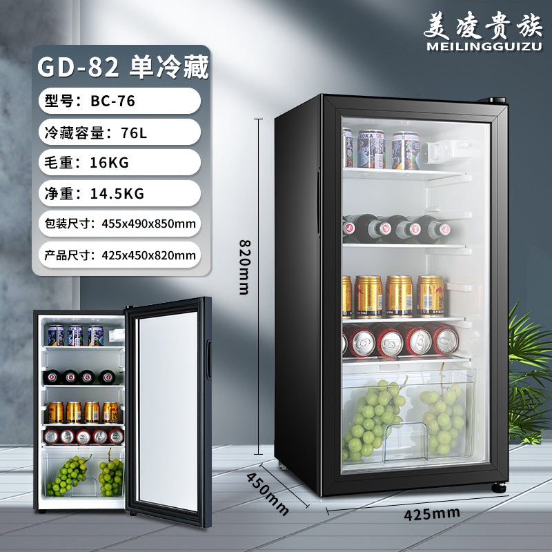 Ice bar hotel room single door mini refrigerator tea refrigerator fresh-keeping cabinet small transparent glass door small refrigerator