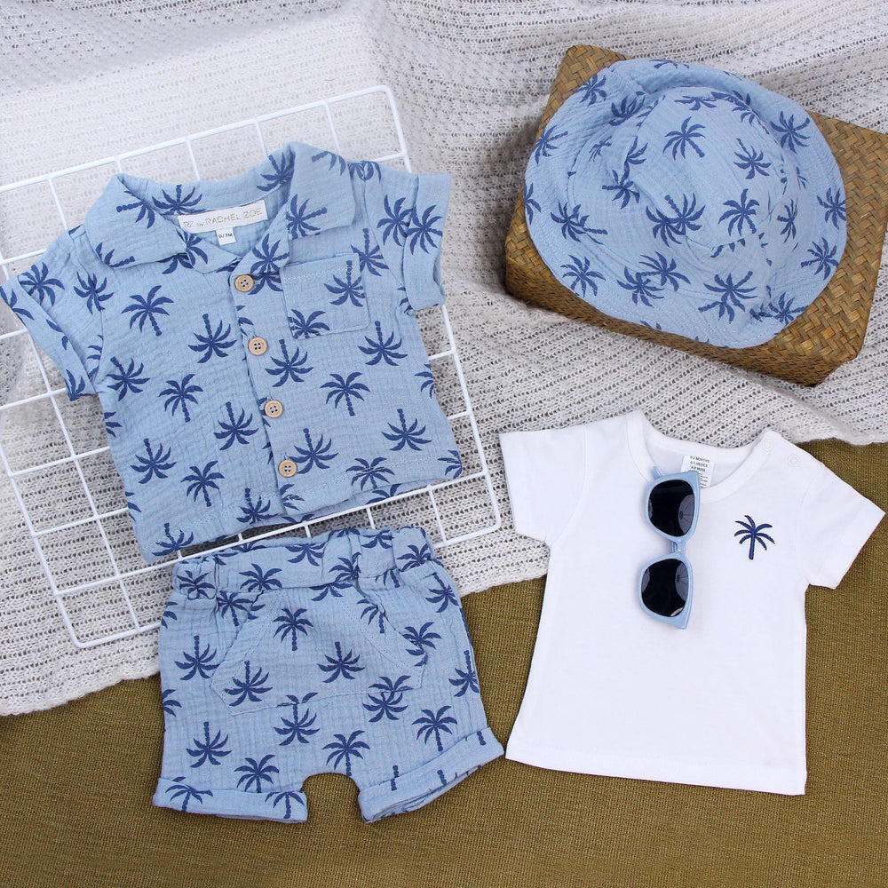 Baby suitsummerpure cotton short-sleeved lapel shirt hat export children's clothing baby clothes breathable clothing