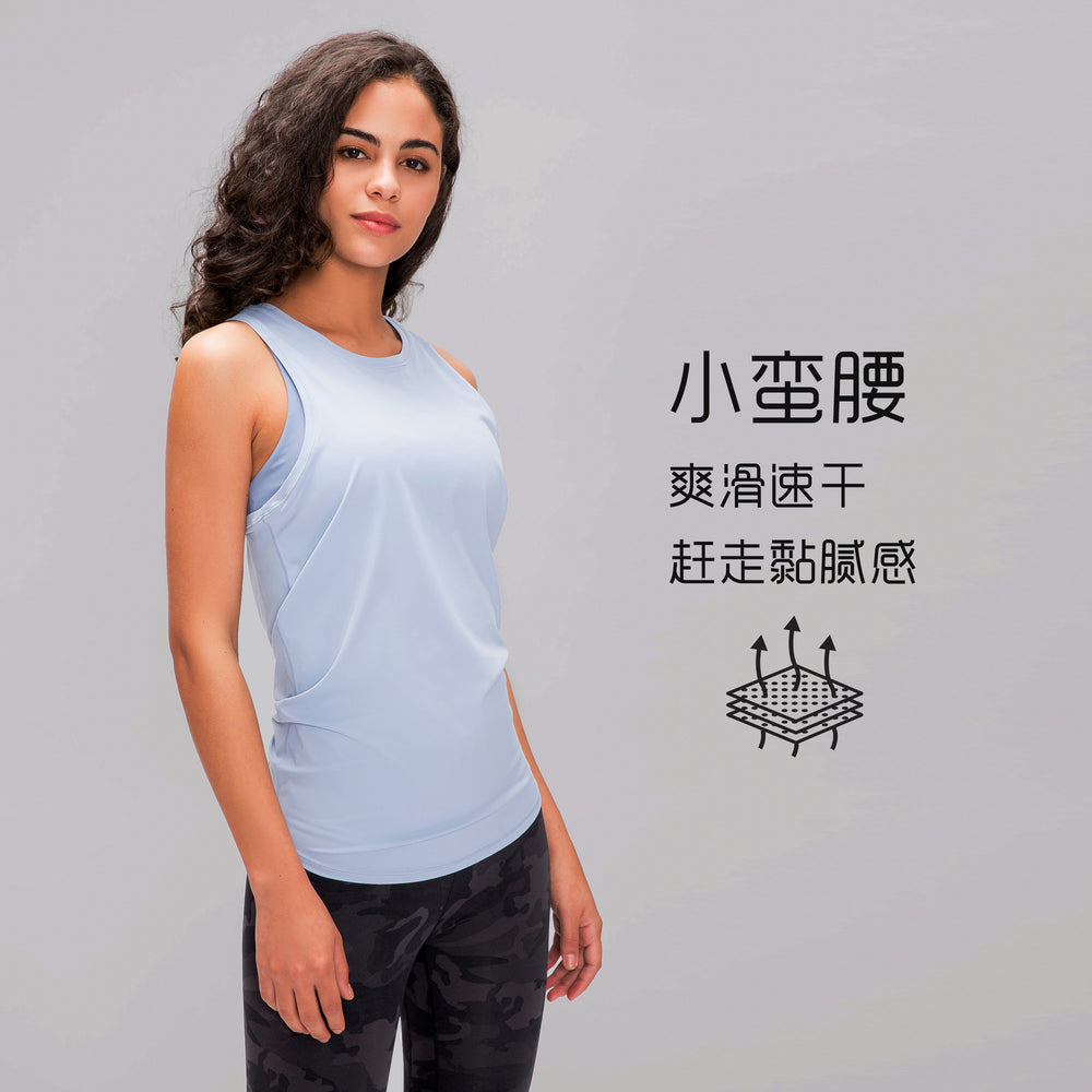 Spring/summer new arrival: barely-there feel, skin-friendly tie-up tank top - women's slit-back, loose-fit, breathable running sports cover-up s2027